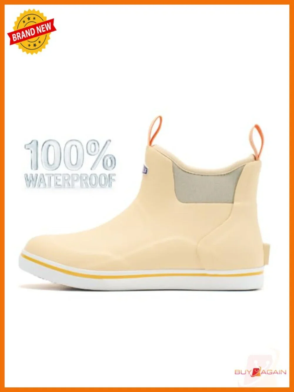 Waterproof Neoprene Rubber Deck Boots, Non-Slip Ankle Fishing Boots